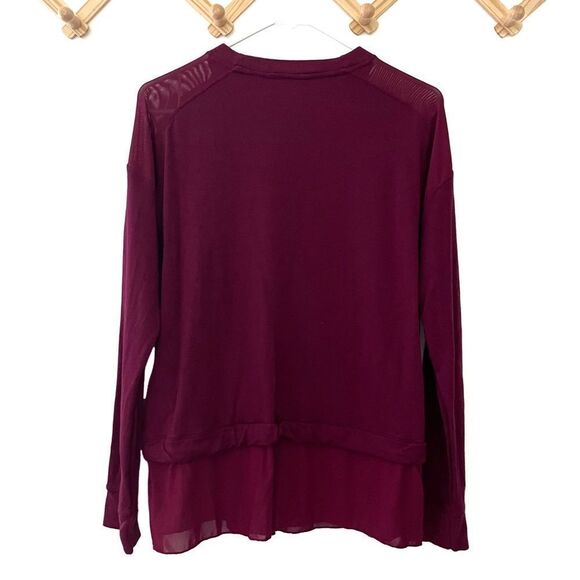 Donna Karan Active Sheer Shoulder Drawstring Top Merlot Size Medium - Picture 7 of 7
